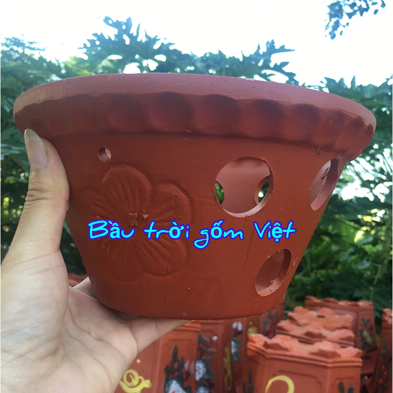 Giỏ phong lan gốm đất đỏ các size - GDD012